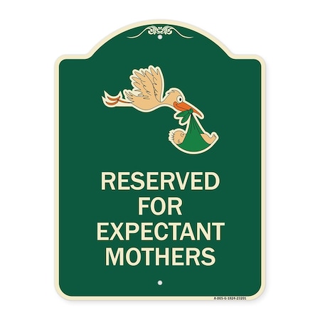 Reserved For Expectant Mothers With Stork & Baby Graphic Heavy-Gauge Aluminum Architectural Sign